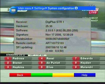 Technisat Digiplus rendszerinfo
